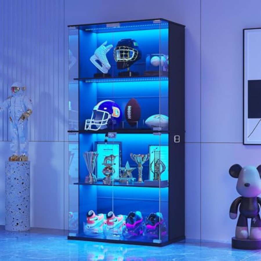 Glass Cabinet Display - Черный витринный шкаф с стеклянной дверцей,