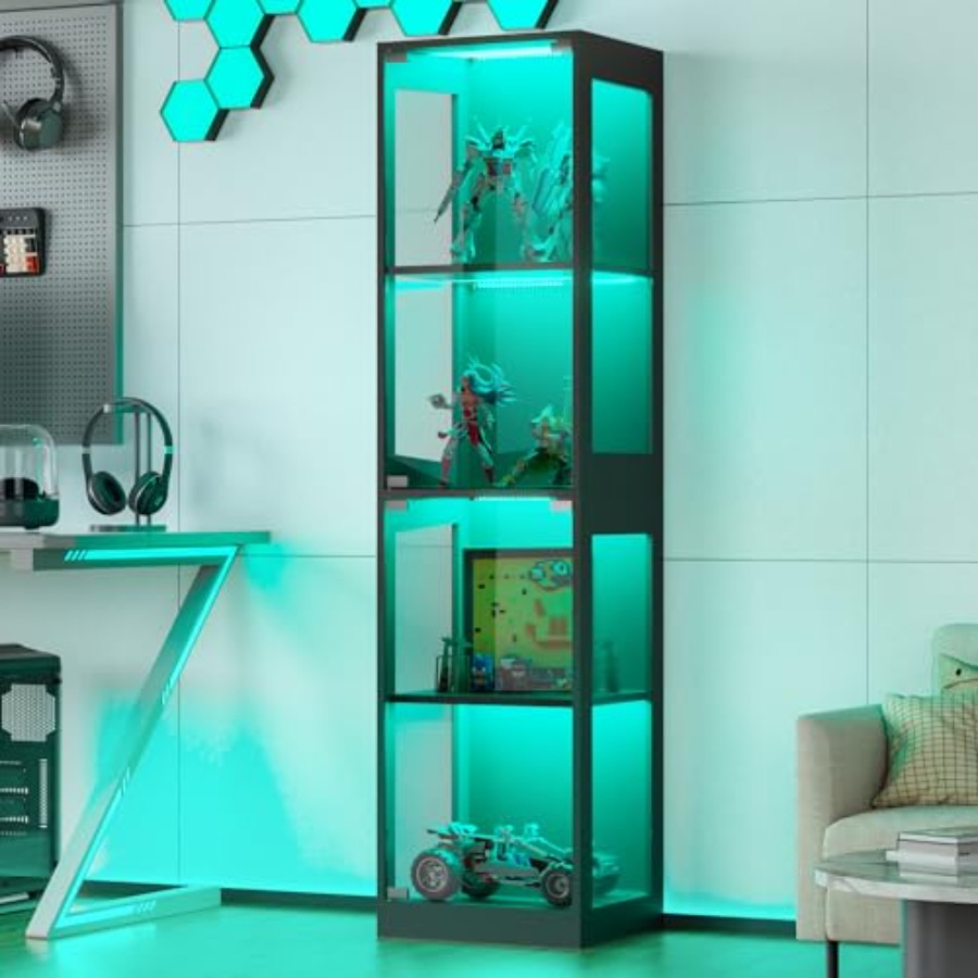 Glass Cabinet Display - Стеклянная витрина с RGB-подсветкой для гостиной