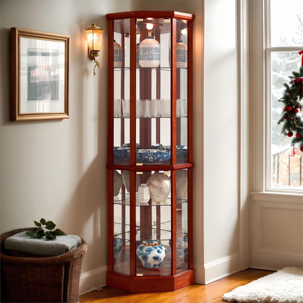 Glass Cabinet Display - Витрина с подсветкой высотой 70 дюймов,