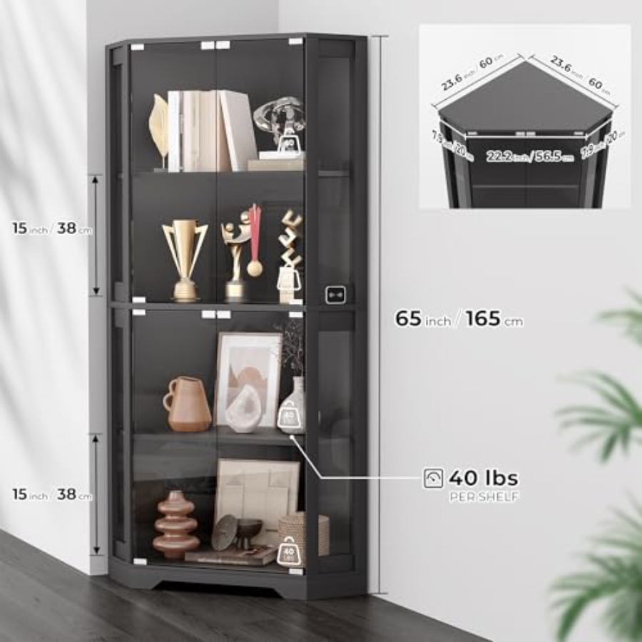 Подсвечиваемый угловой шкаф-ви – обзор и цена Glass Cabinet Display