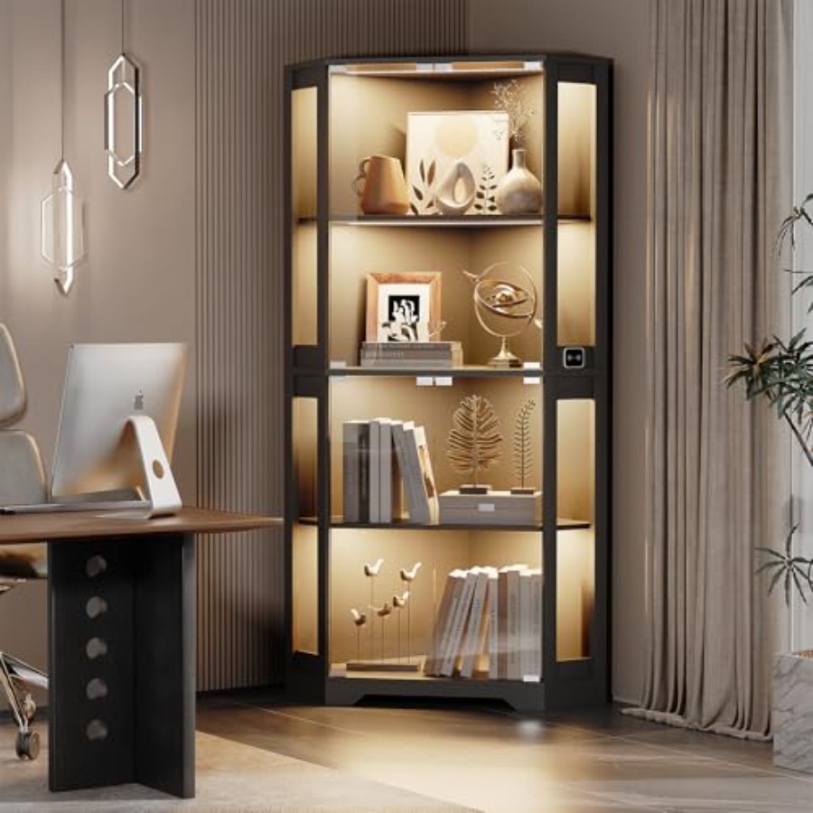 Подсвечиваемый угловой шкаф-ви – обзор и цена Glass Cabinet Display