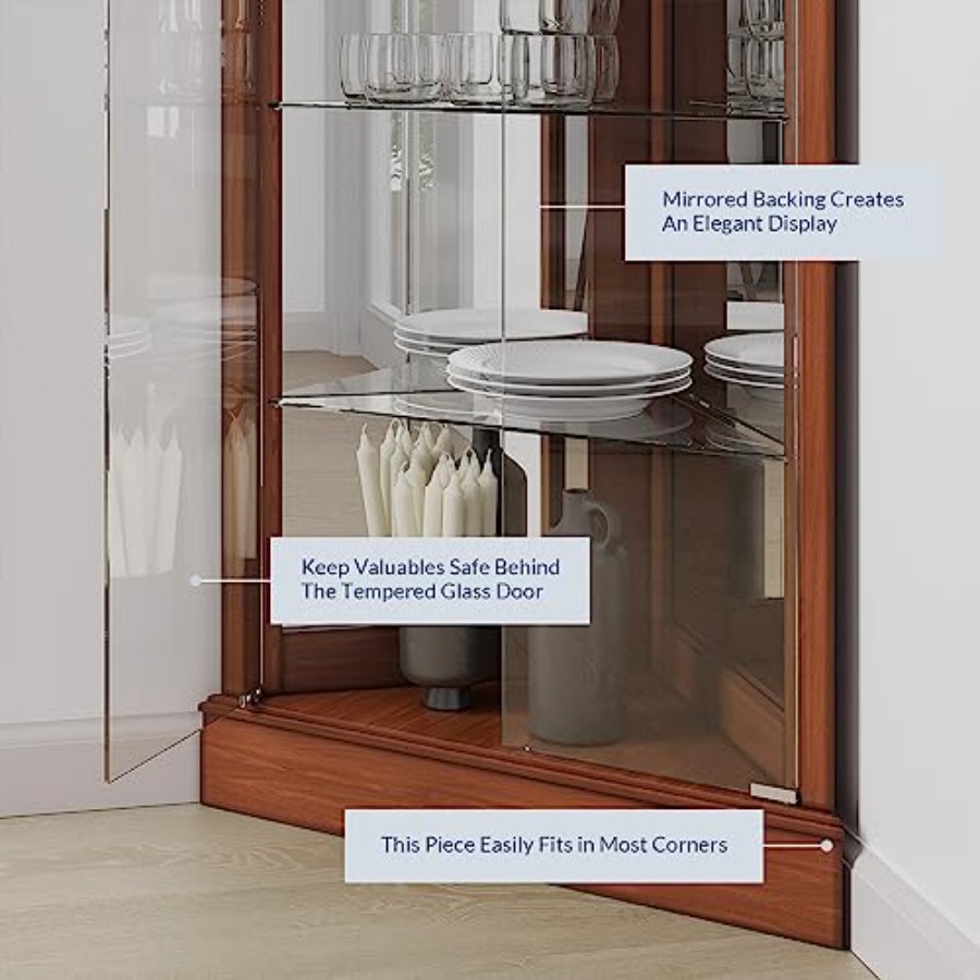 Подсвечиваемый угловой витринн – обзор и цена Glass Cabinet Display