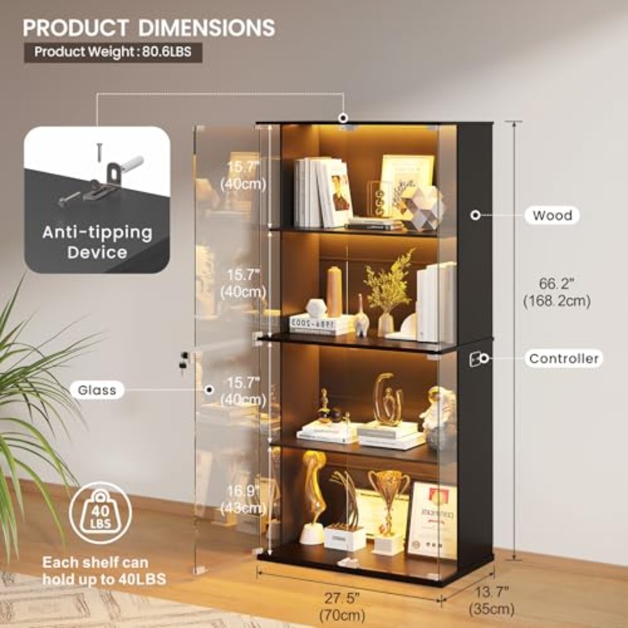 Черный витринный шкаф с стекля – обзор и цена Glass Cabinet Display